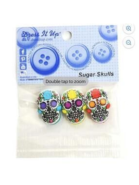 Dress It Up SUGAR SKULL DIA DE LOS MUERTOS Shang Back Buttons HAIRBOW BOW CENTER